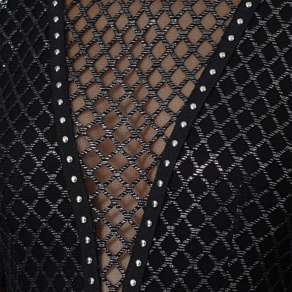 NISSA Black Printed Tulle Midi Dress US 10 - Picture 10 of 14